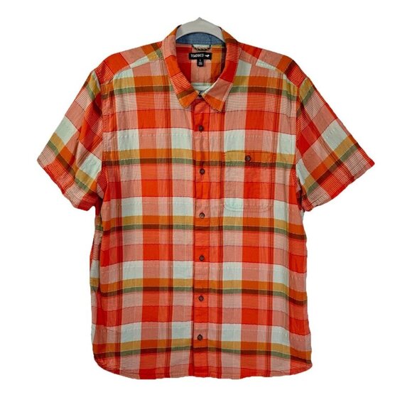 Toad & Co Cuba Libre Shirt Men’s Large Orange Plaid Organic Cotton Button Front - Picture 1 of 8